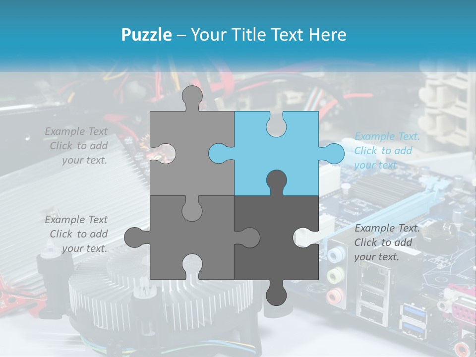 A Computer Motherboard With Wires And Other Electronic Components PowerPoint Template