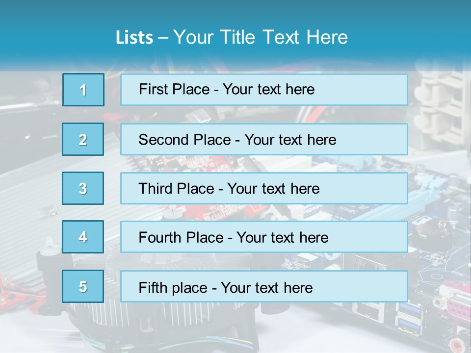 A Computer Motherboard With Wires And Other Electronic Components PowerPoint Template