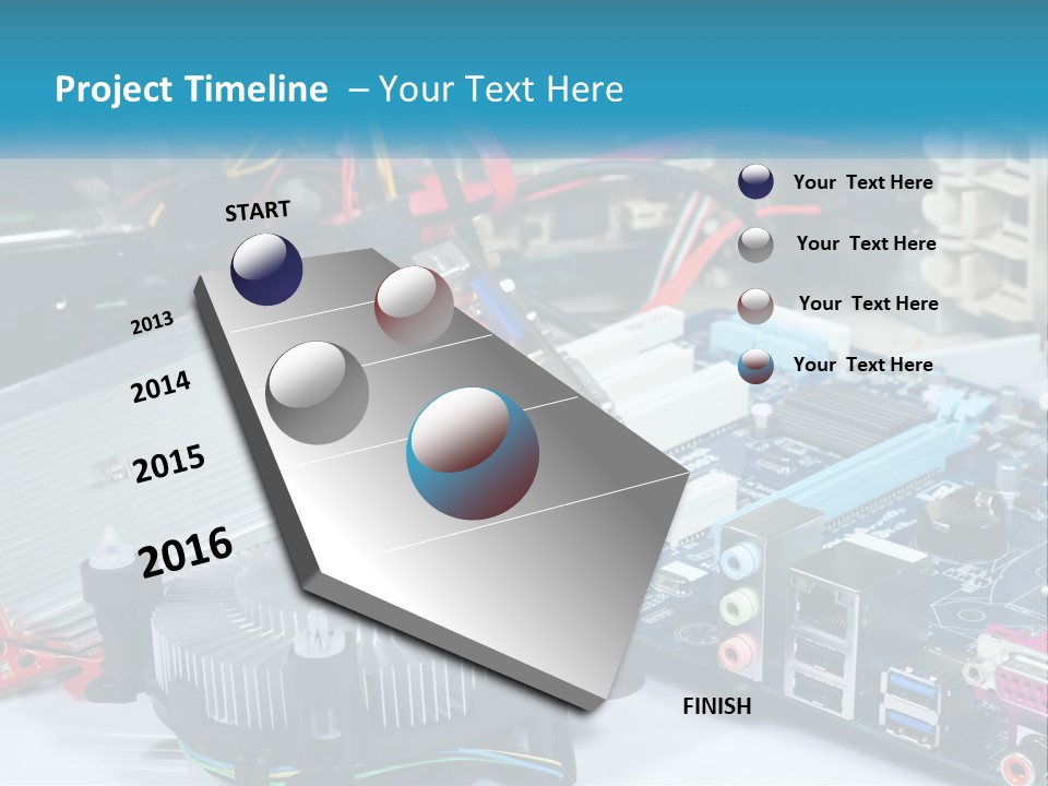 A Computer Motherboard With Wires And Other Electronic Components PowerPoint Template