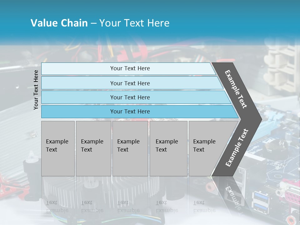A Computer Motherboard With Wires And Other Electronic Components PowerPoint Template