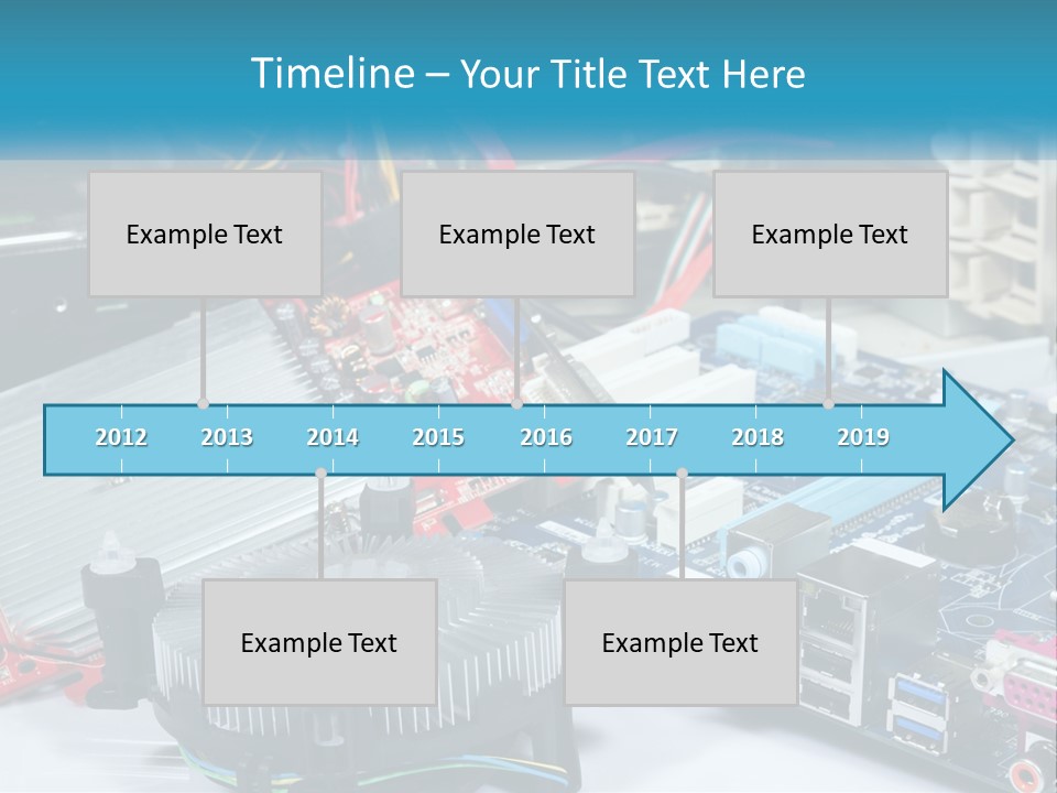 A Computer Motherboard With Wires And Other Electronic Components PowerPoint Template