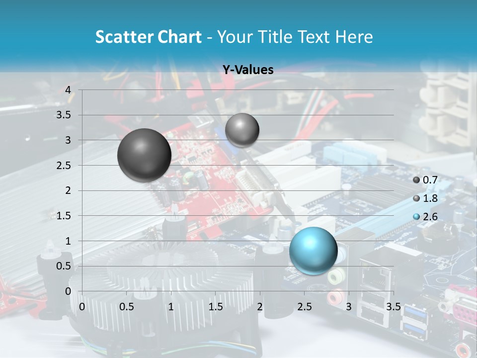 A Computer Motherboard With Wires And Other Electronic Components PowerPoint Template