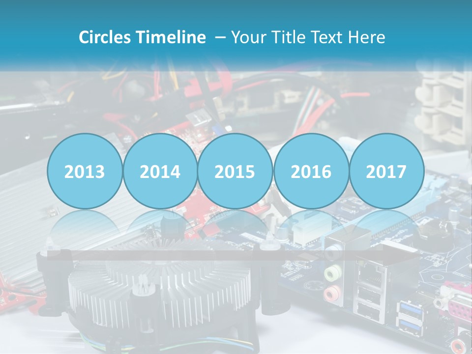 A Computer Motherboard With Wires And Other Electronic Components PowerPoint Template