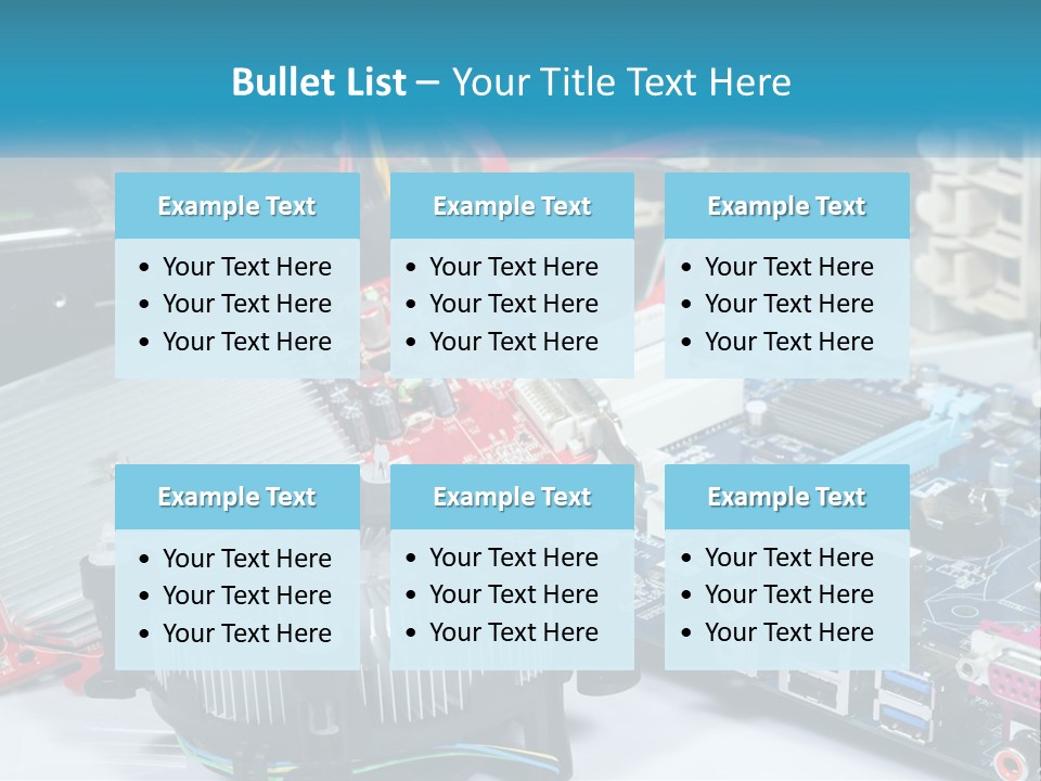 A Computer Motherboard With Wires And Other Electronic Components PowerPoint Template