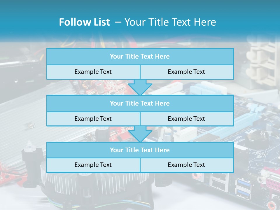 A Computer Motherboard With Wires And Other Electronic Components PowerPoint Template