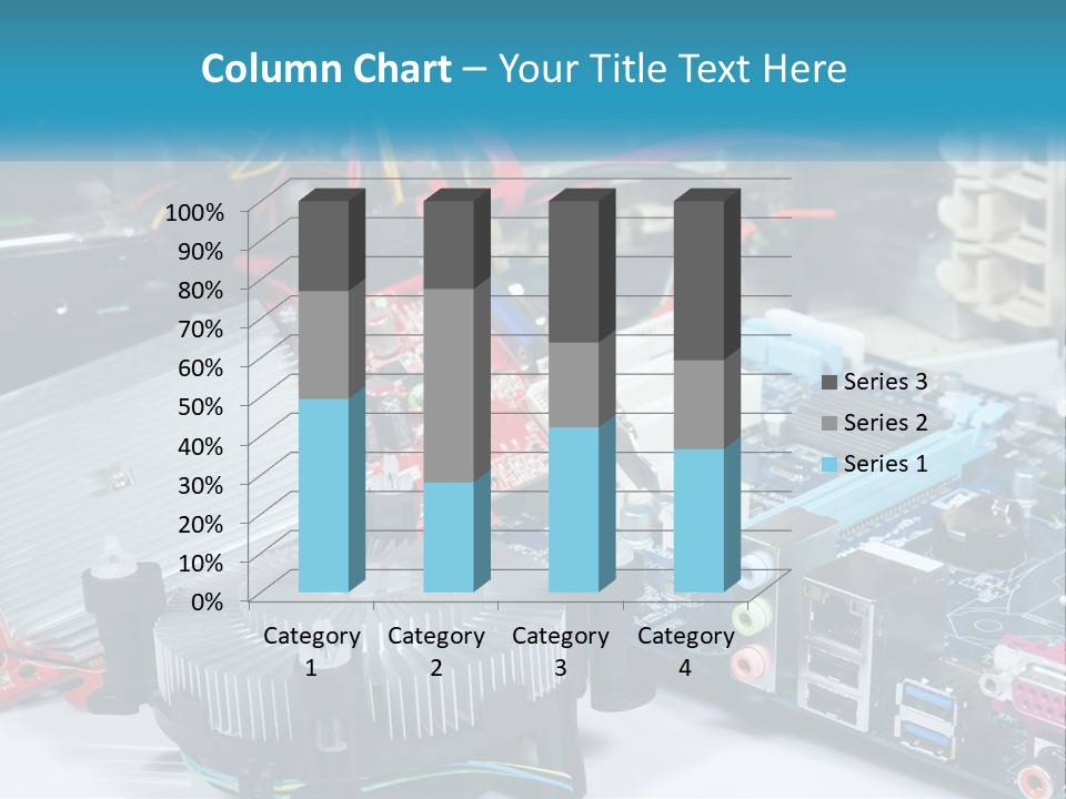 A Computer Motherboard With Wires And Other Electronic Components PowerPoint Template
