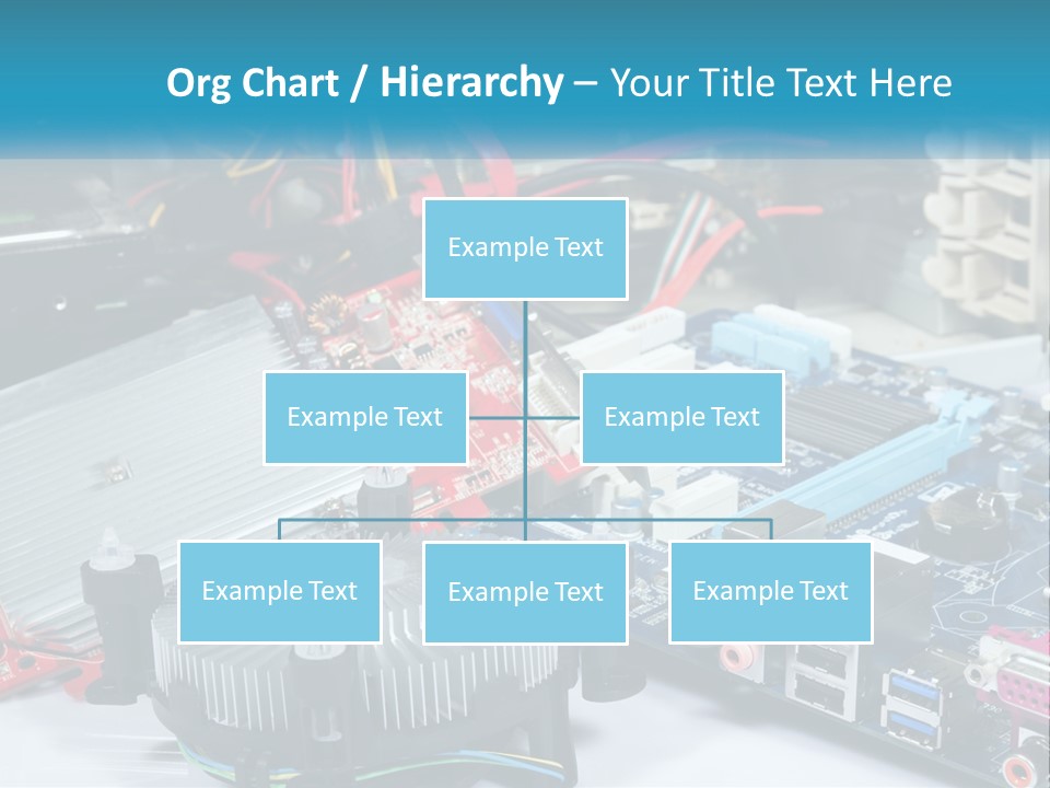 A Computer Motherboard With Wires And Other Electronic Components PowerPoint Template