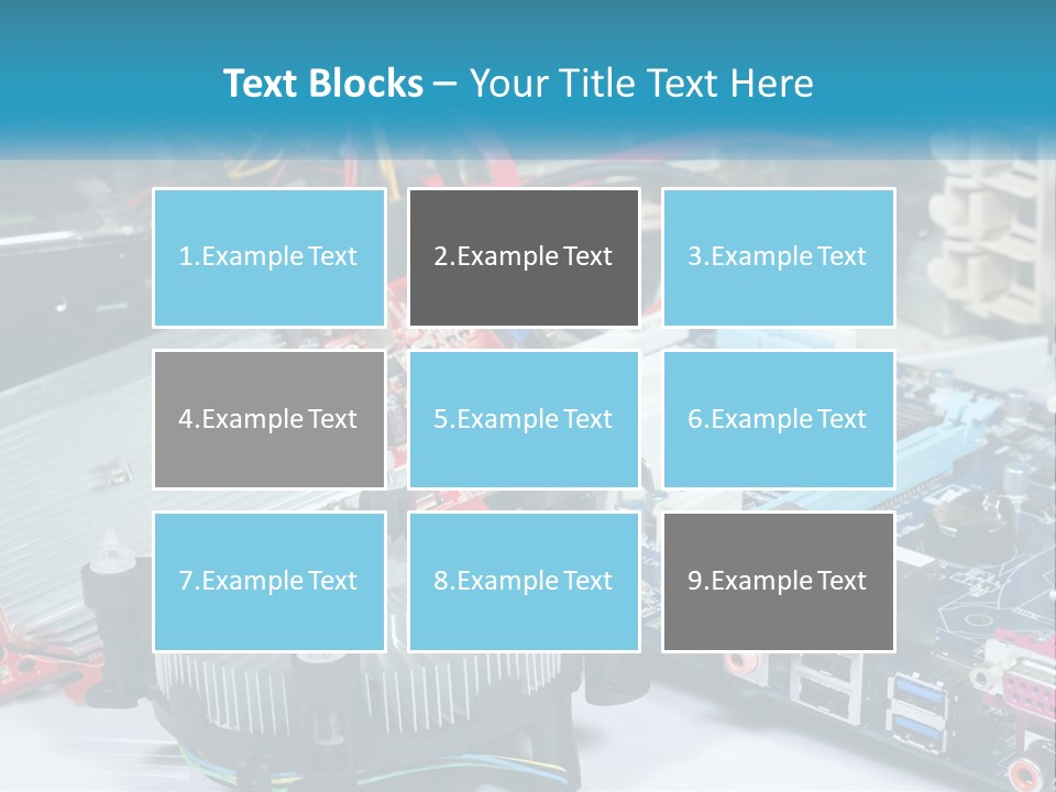A Computer Motherboard With Wires And Other Electronic Components PowerPoint Template