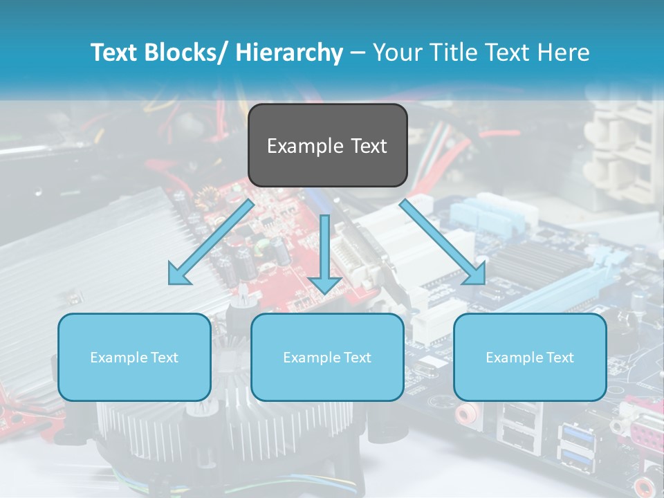A Computer Motherboard With Wires And Other Electronic Components PowerPoint Template