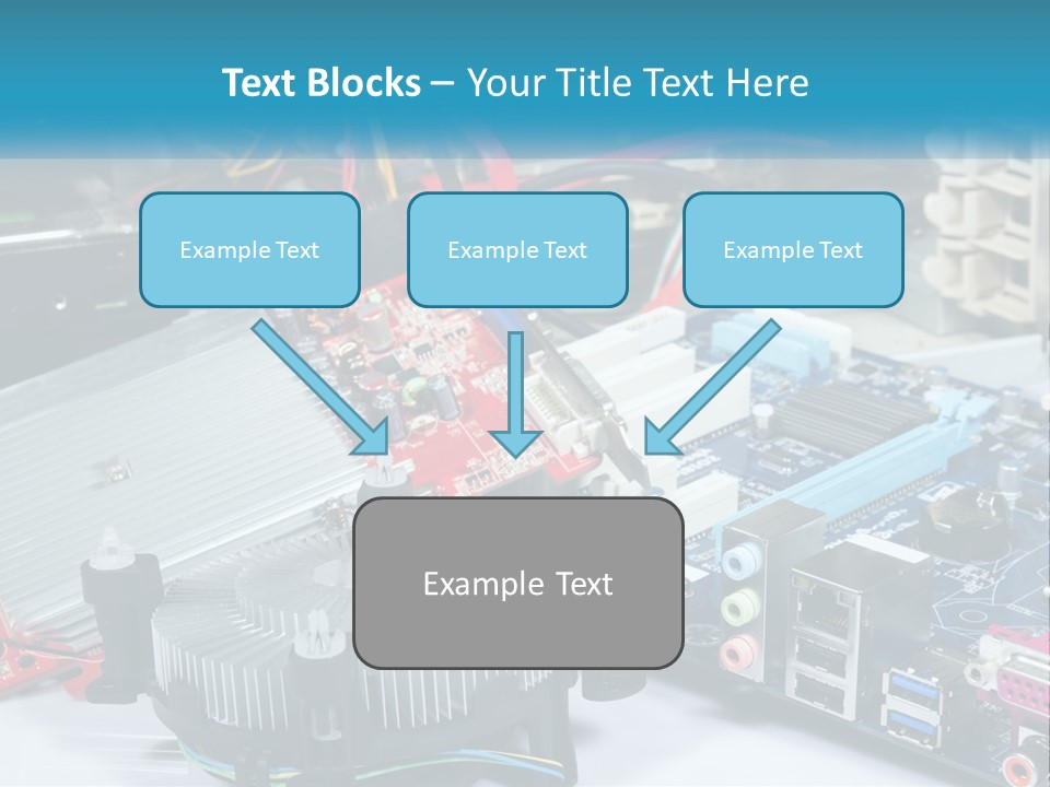 A Computer Motherboard With Wires And Other Electronic Components PowerPoint Template