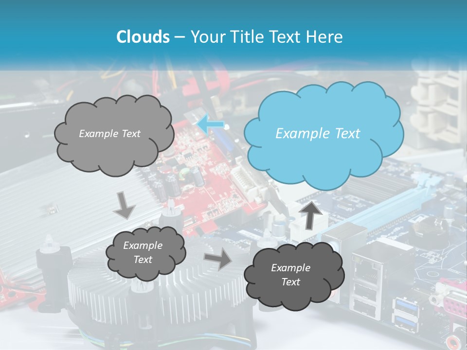 A Computer Motherboard With Wires And Other Electronic Components PowerPoint Template