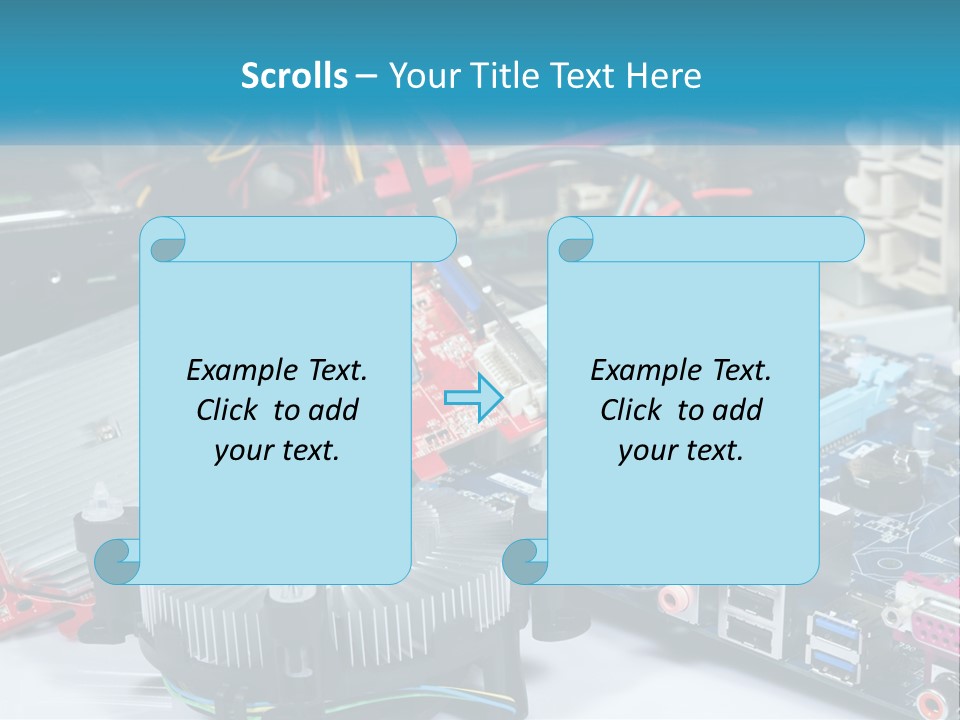 A Computer Motherboard With Wires And Other Electronic Components PowerPoint Template
