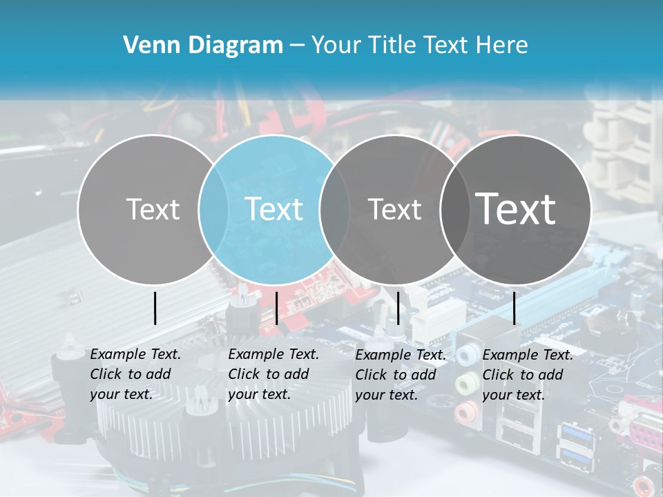 A Computer Motherboard With Wires And Other Electronic Components PowerPoint Template