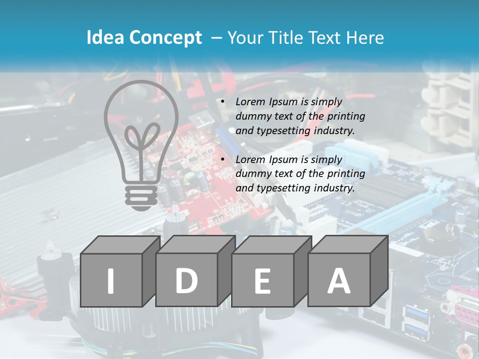A Computer Motherboard With Wires And Other Electronic Components PowerPoint Template