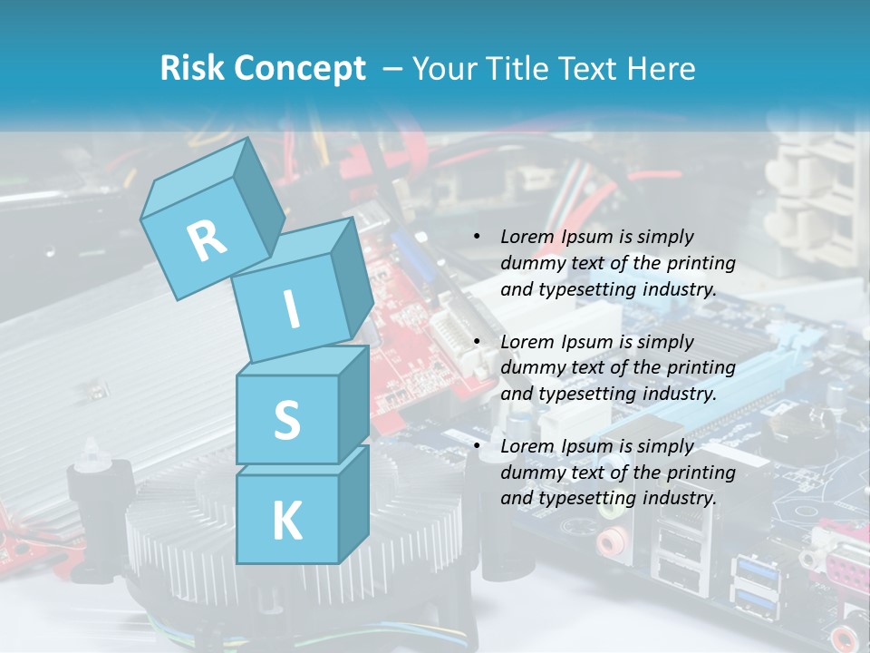 A Computer Motherboard With Wires And Other Electronic Components PowerPoint Template