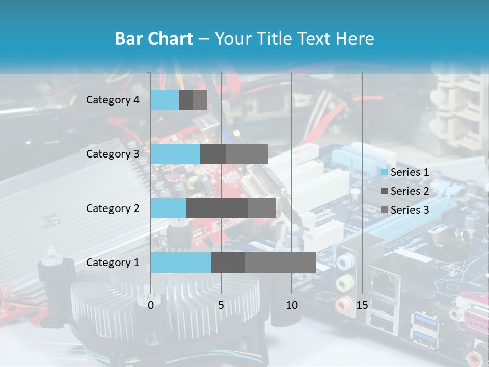 A Computer Motherboard With Wires And Other Electronic Components PowerPoint Template
