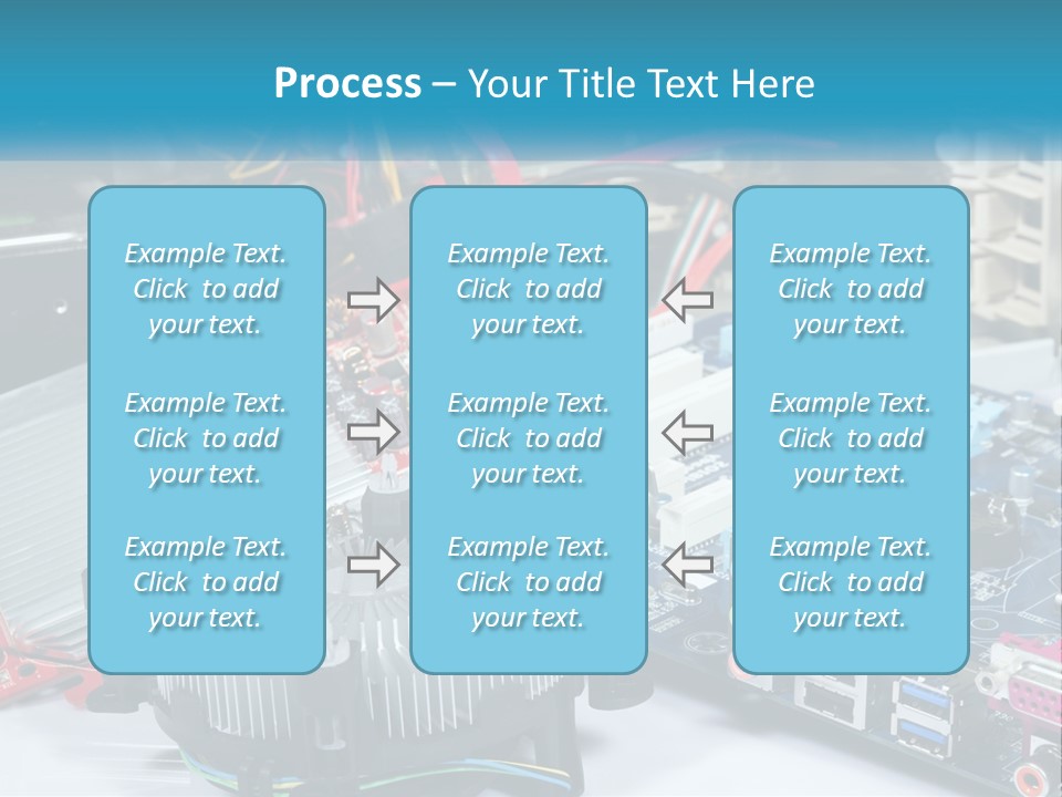 A Computer Motherboard With Wires And Other Electronic Components PowerPoint Template