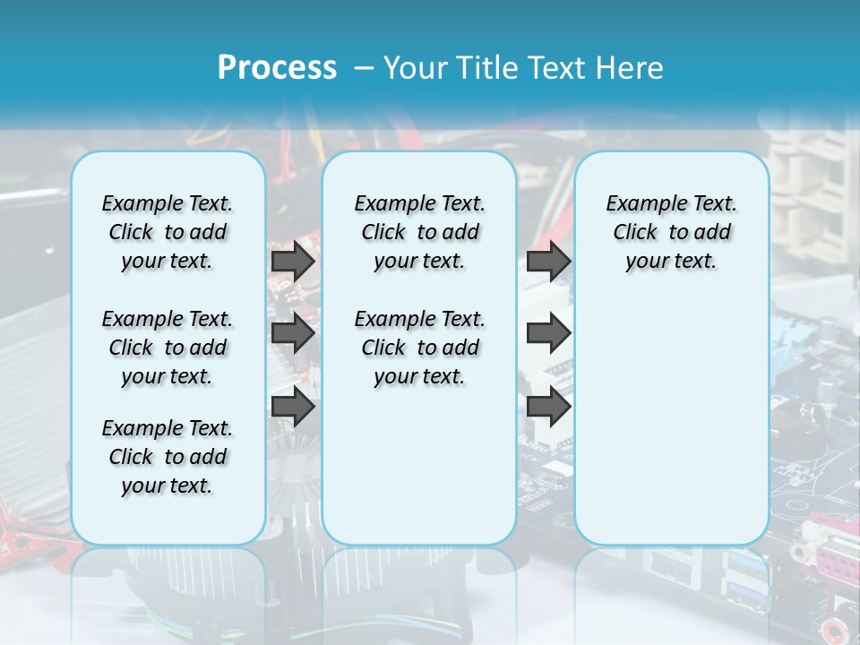 A Computer Motherboard With Wires And Other Electronic Components PowerPoint Template