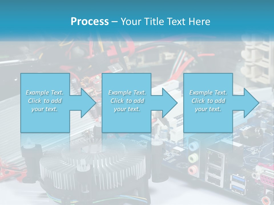 A Computer Motherboard With Wires And Other Electronic Components PowerPoint Template