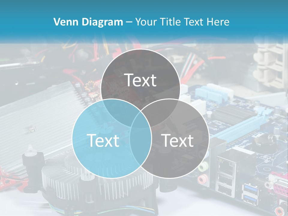 A Computer Motherboard With Wires And Other Electronic Components PowerPoint Template