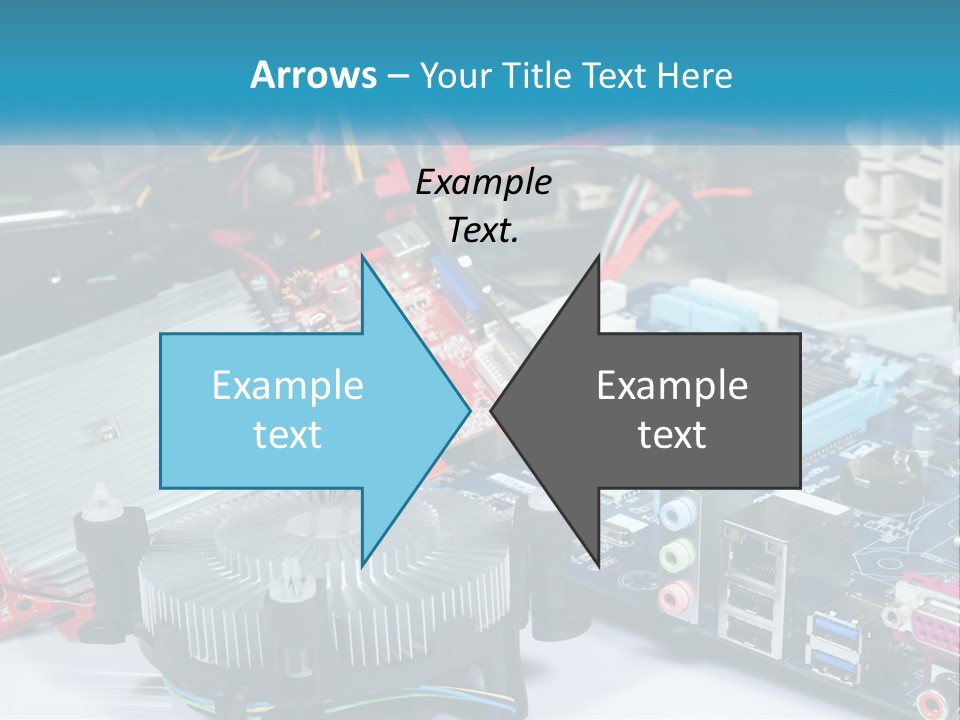 A Computer Motherboard With Wires And Other Electronic Components PowerPoint Template