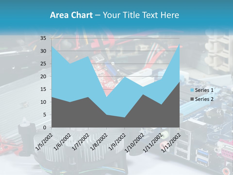 A Computer Motherboard With Wires And Other Electronic Components PowerPoint Template