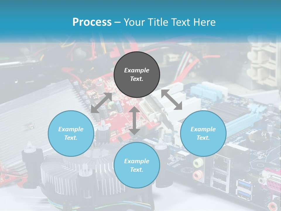 A Computer Motherboard With Wires And Other Electronic Components PowerPoint Template