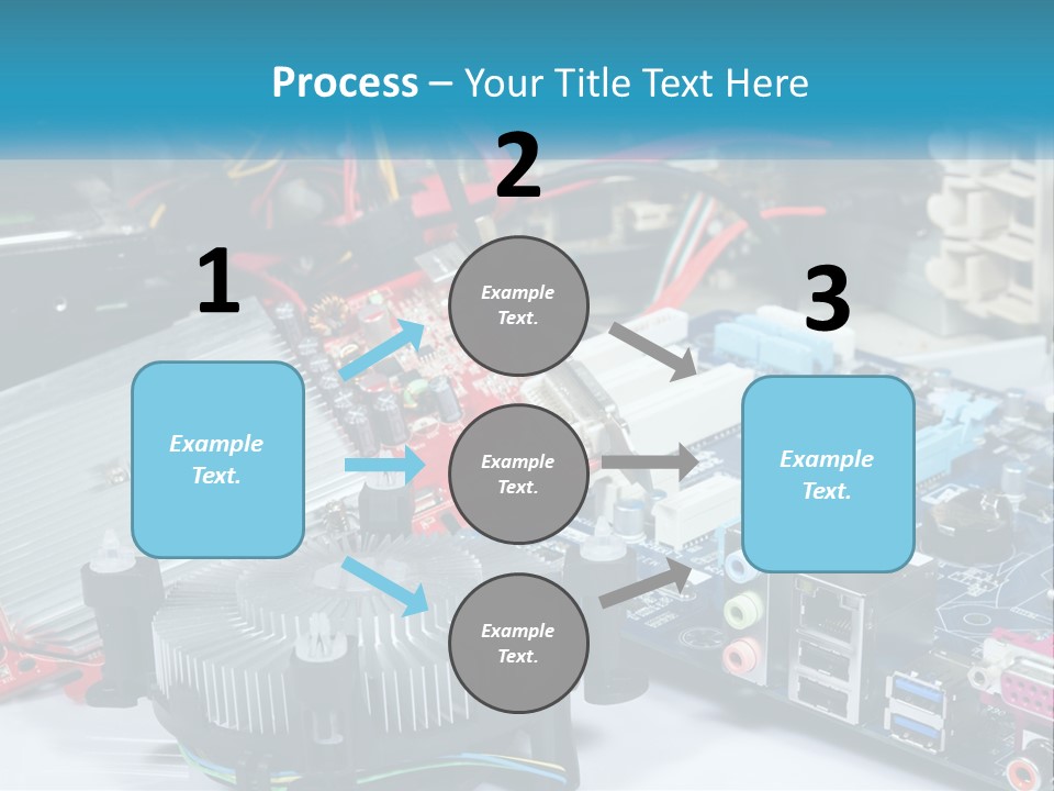 A Computer Motherboard With Wires And Other Electronic Components PowerPoint Template