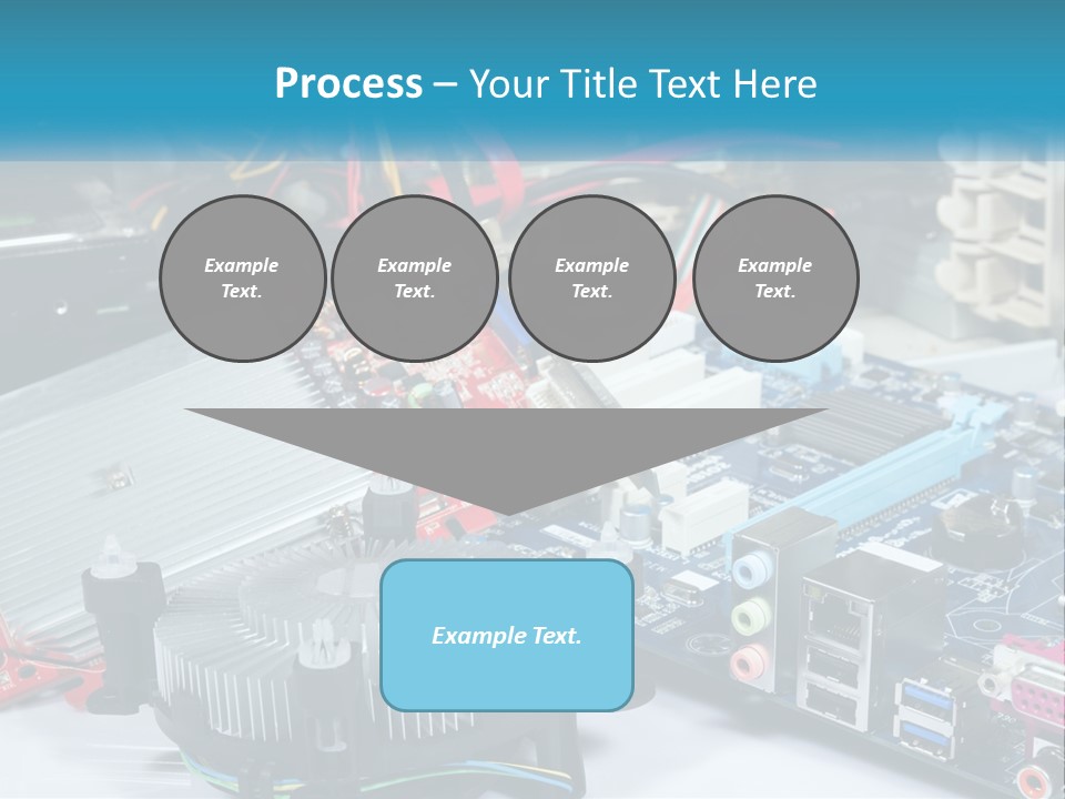 A Computer Motherboard With Wires And Other Electronic Components PowerPoint Template