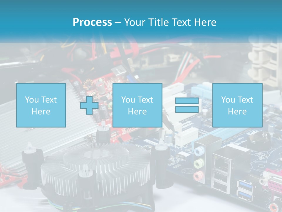 A Computer Motherboard With Wires And Other Electronic Components PowerPoint Template