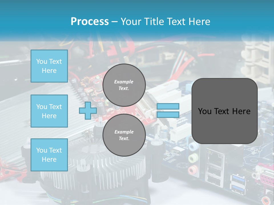 A Computer Motherboard With Wires And Other Electronic Components PowerPoint Template