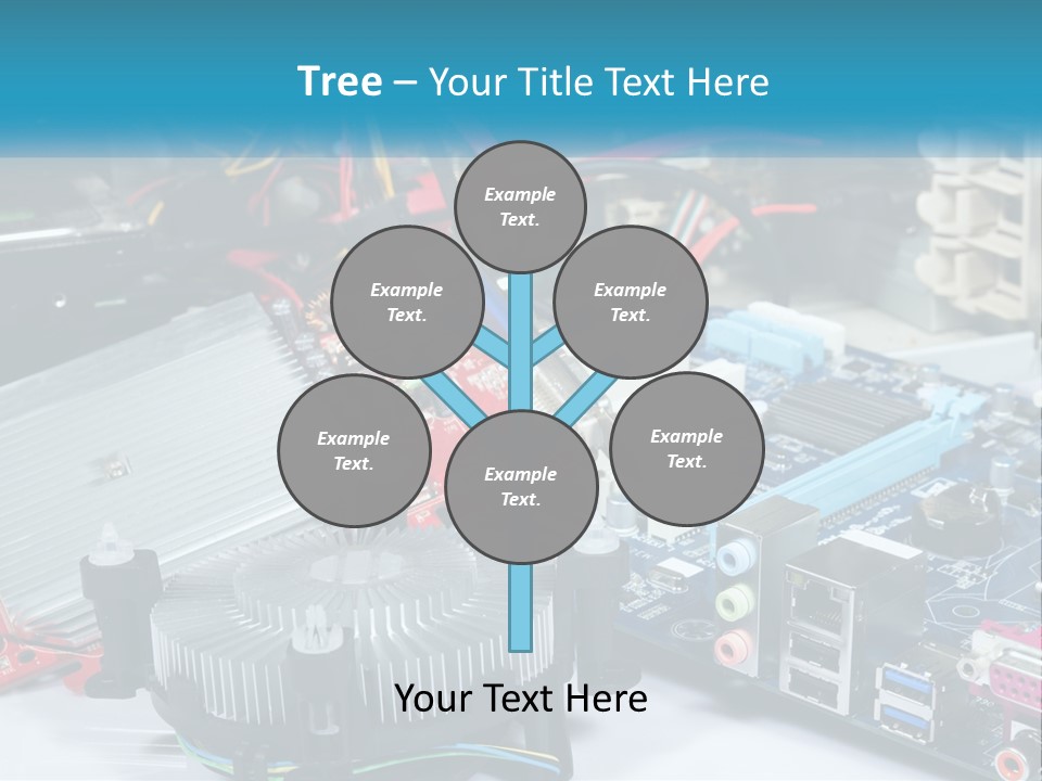 A Computer Motherboard With Wires And Other Electronic Components PowerPoint Template
