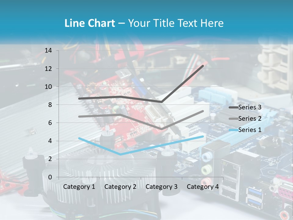 A Computer Motherboard With Wires And Other Electronic Components PowerPoint Template