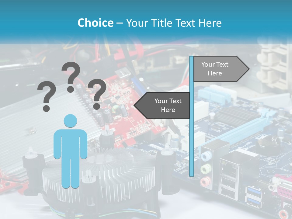 A Computer Motherboard With Wires And Other Electronic Components PowerPoint Template