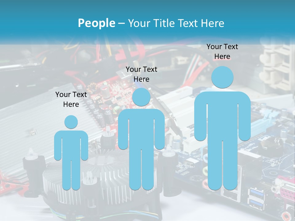 A Computer Motherboard With Wires And Other Electronic Components PowerPoint Template