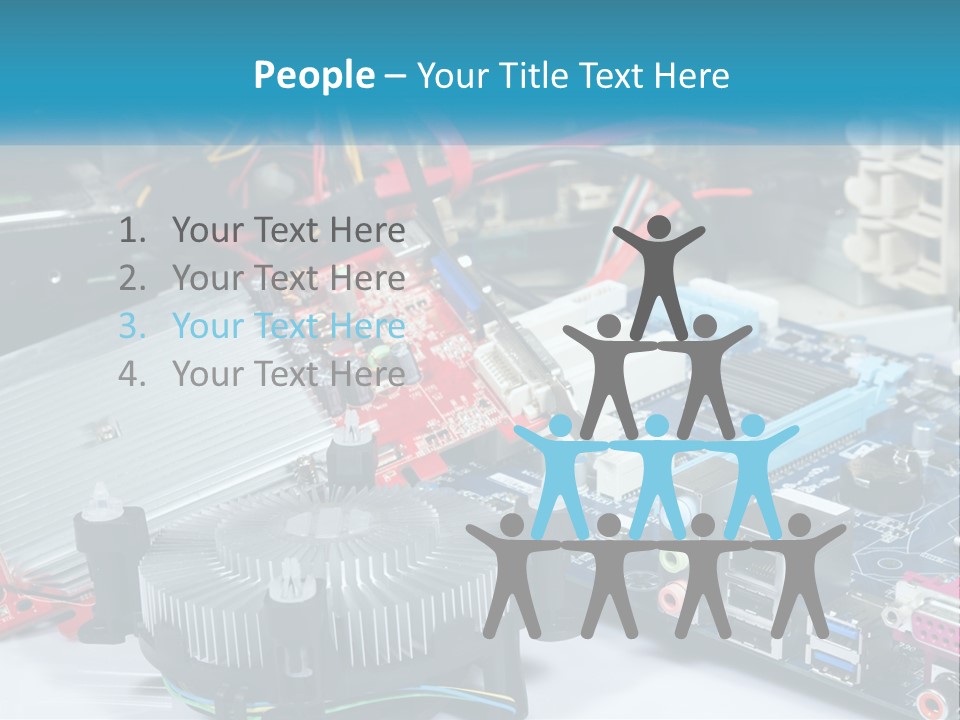 A Computer Motherboard With Wires And Other Electronic Components PowerPoint Template