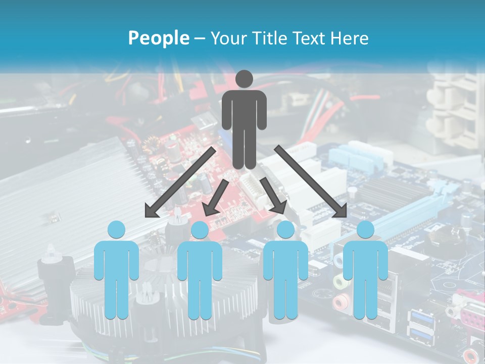A Computer Motherboard With Wires And Other Electronic Components PowerPoint Template