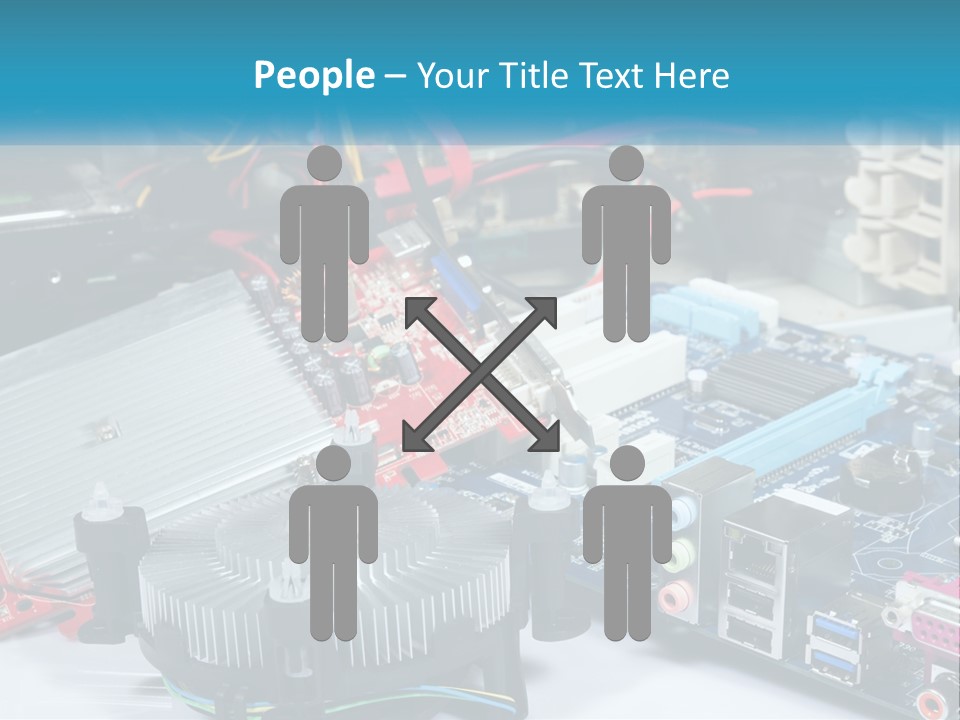 A Computer Motherboard With Wires And Other Electronic Components PowerPoint Template