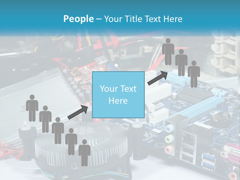 A Computer Motherboard With Wires And Other Electronic Components PowerPoint Template