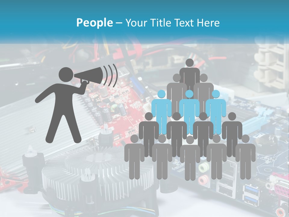 A Computer Motherboard With Wires And Other Electronic Components PowerPoint Template