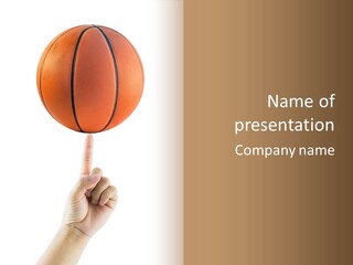 A Hand Holding A Basketball On A White Background PowerPoint Template
