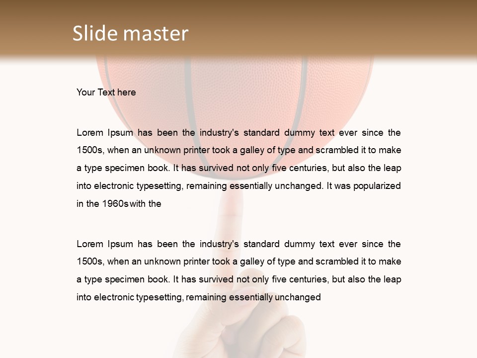 A Hand Holding A Basketball On A White Background PowerPoint Template