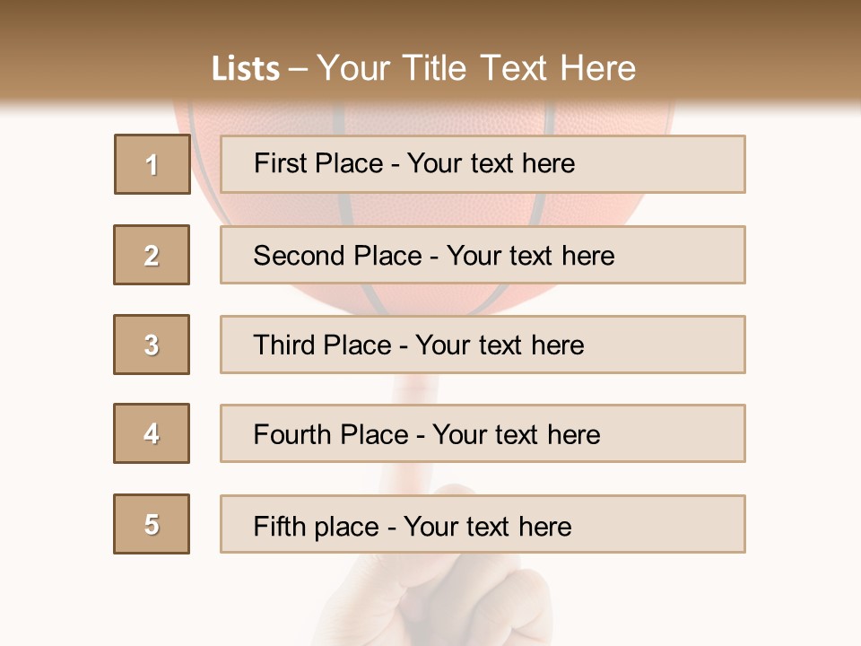 A Hand Holding A Basketball On A White Background PowerPoint Template