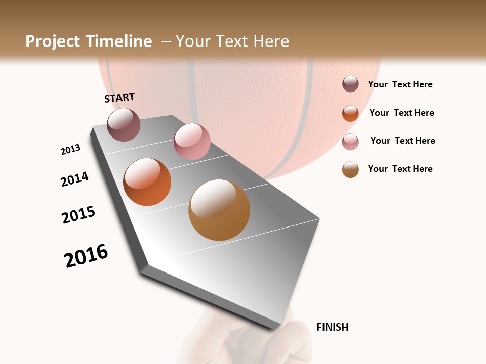 A Hand Holding A Basketball On A White Background PowerPoint Template