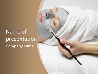 A Woman Getting A Facial Mask With A Brush PowerPoint Template