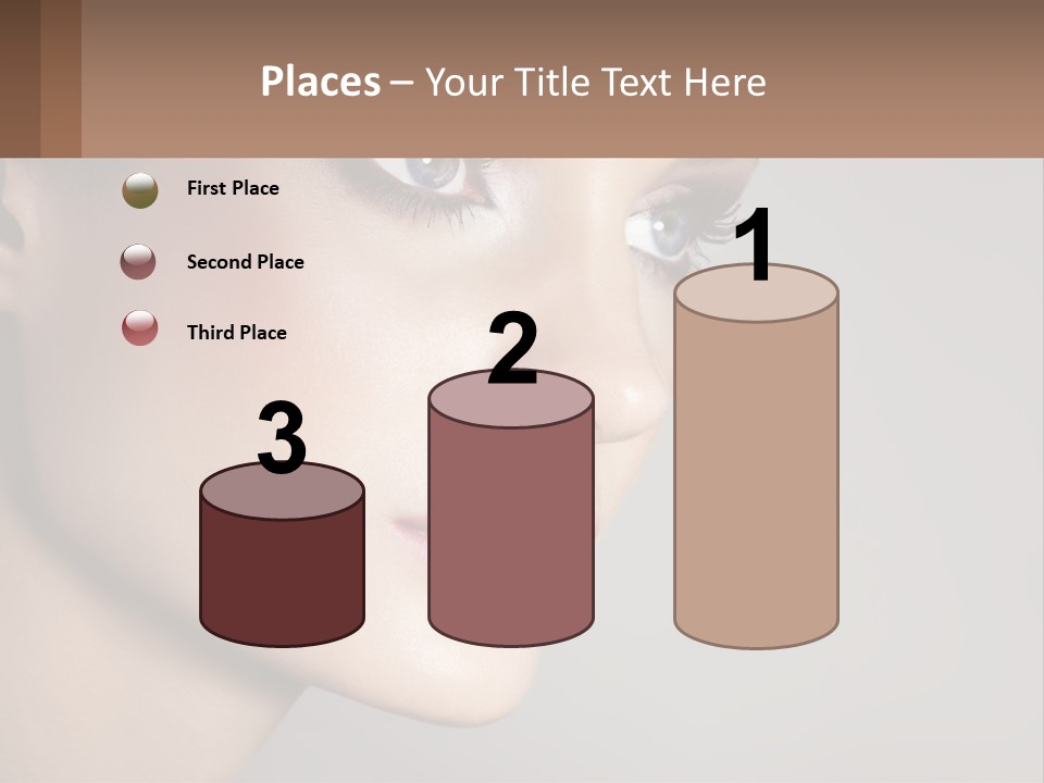 A Woman With Blue Eyes And A Brown Background PowerPoint Template