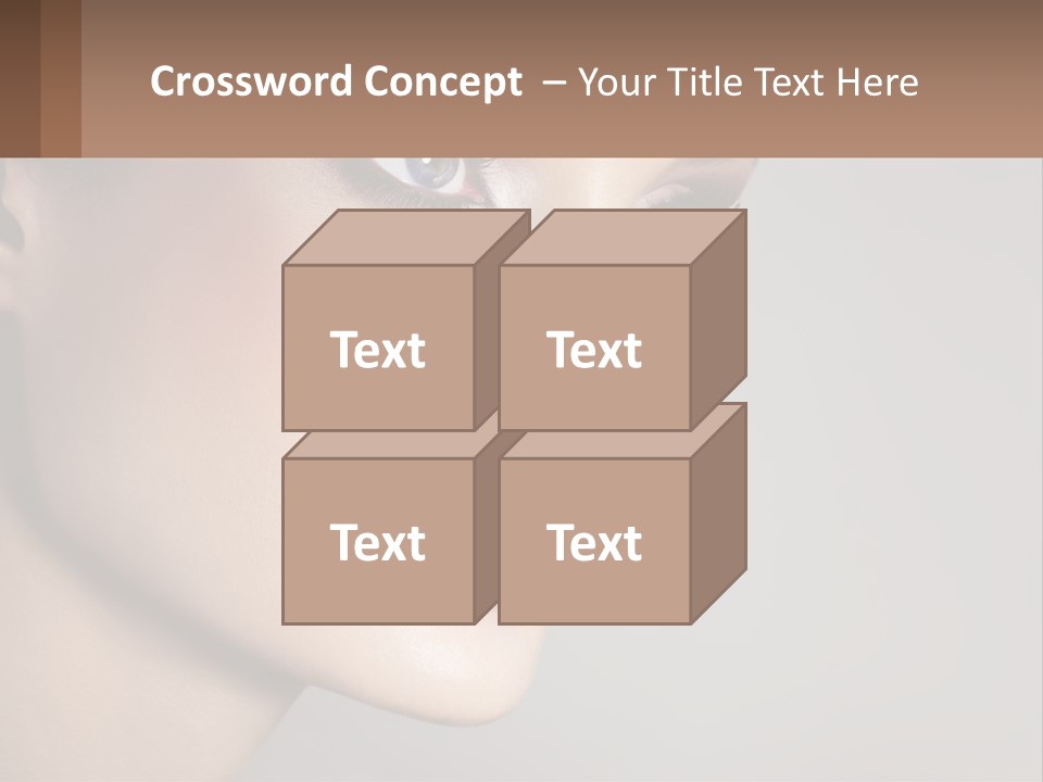 A Woman With Blue Eyes And A Brown Background PowerPoint Template