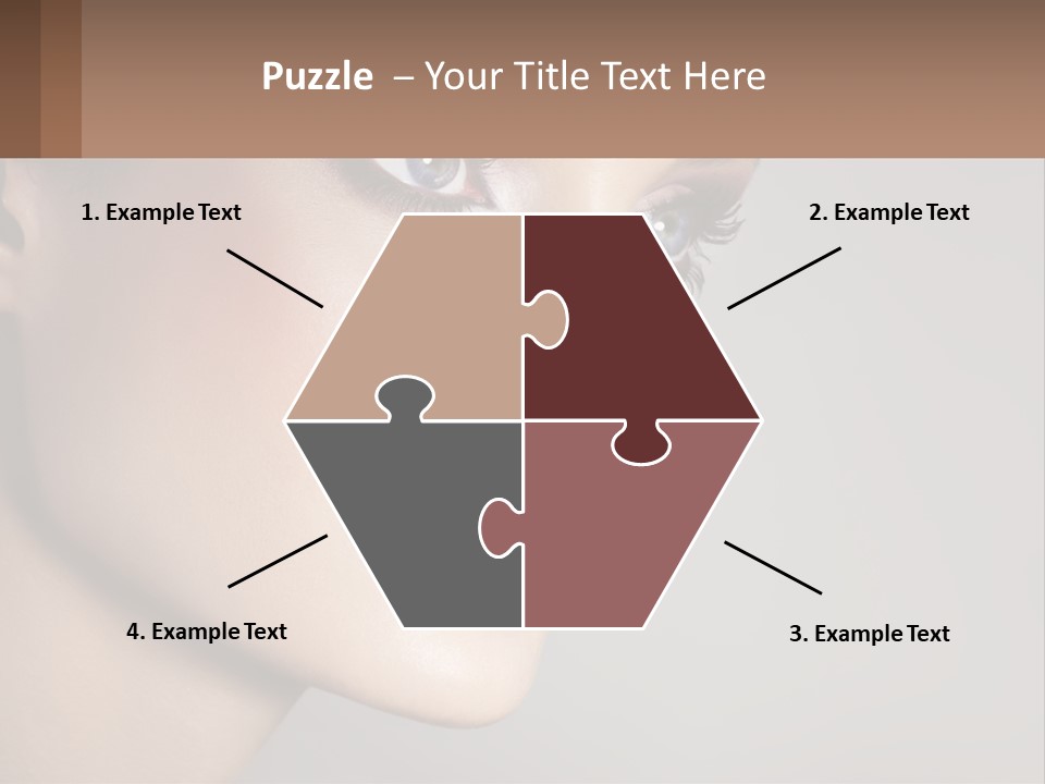 A Woman With Blue Eyes And A Brown Background PowerPoint Template