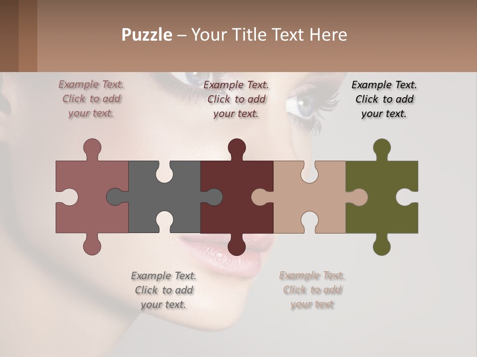 A Woman With Blue Eyes And A Brown Background PowerPoint Template