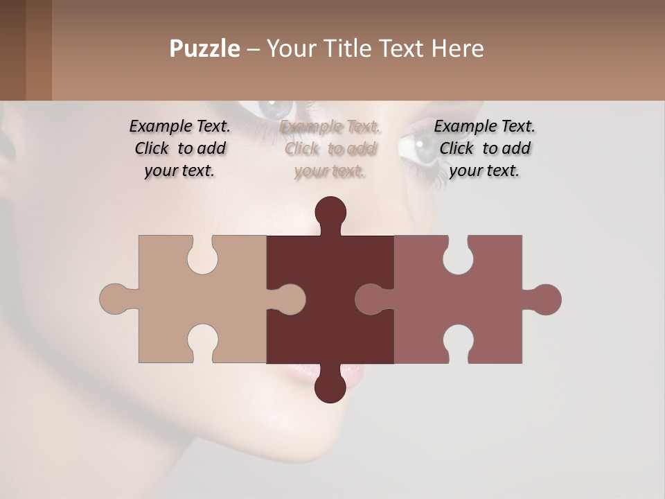 A Woman With Blue Eyes And A Brown Background PowerPoint Template